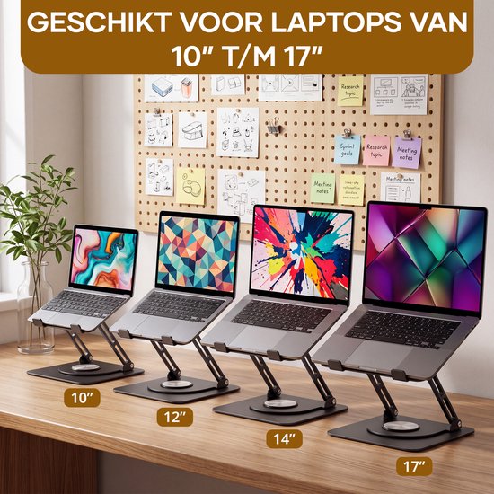 Support pour ordinateur portable Villux ergonomique - Support pour ordinateur portable réglable - Support pour ordinateur portable - Rehausseur pour ordinateur portable - Support pour ordinateur portable pliable - E-book inclus - Tapis de souris inclus