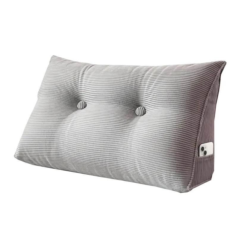 Coussin de dossier et de lecture Xllx - Housse lavable et poche latérale - 80 × 50 × 20 cm - Gris