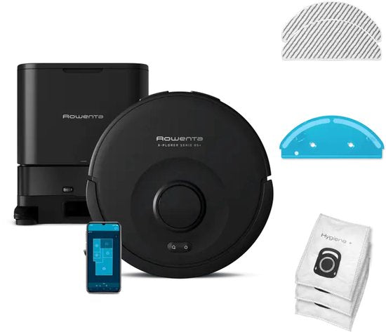 Rowenta X-Plorer Série 85+ RR87D5 - Robot aspirateur - Avec fonction de lavage - Accessoires supplémentaires inclus - Adapté à tous les types de sols - Station de vidage automatique