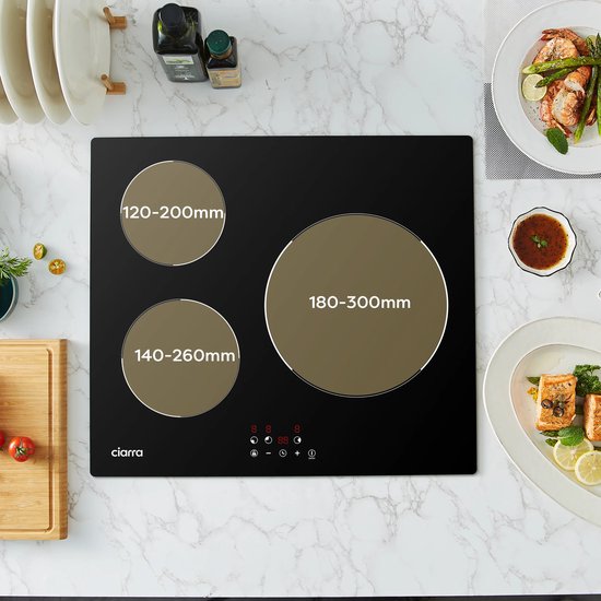 CIARRA CRGBIH3 - Table de cuisson à induction 3 feux - encastrable - 5 600 watts