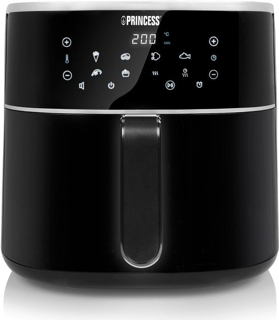 Friteuse à air chaud numérique Princess XXL 182254 - 8 litres - Très grande capacité - Sans PFAS - Friteuse à air chaud - Grille réglable en hauteur incluse - Écran tactile numérique - 8 programmes automatiques - 1 800 W - Noir