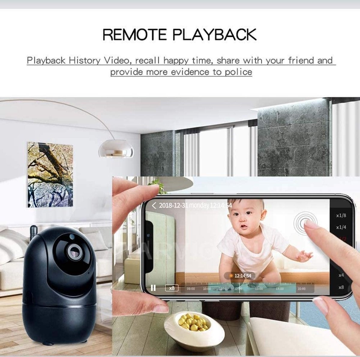 Fuegobird Indoor IP Camera - 1080P - Caméra de sécurité - Caméra pour animaux - Caméra pour bébés - Compatible avec 2.4G/5G WIFI - Détection de mouvement et de son - Fonctionne avec l'application - Blanc