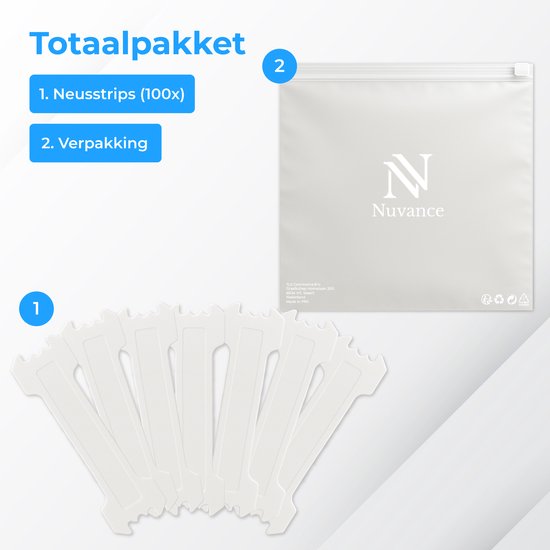 Nuvance Bandelettes nasales 100 pièces - Pansements nasaux - Transparent - Pansements anti-ronflement - Écarteur nasal - Ronflement - Meilleure respiration