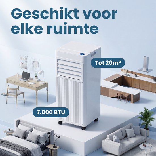 Auronic Mobile Air Conditioner - 7,000 BTU - 3-en-1 - Climatisation avec 2 kits d'étanchéité de fenêtre - Ventilateur - Déshumidificateur - refroidit jusqu'à 20m² - Blanc