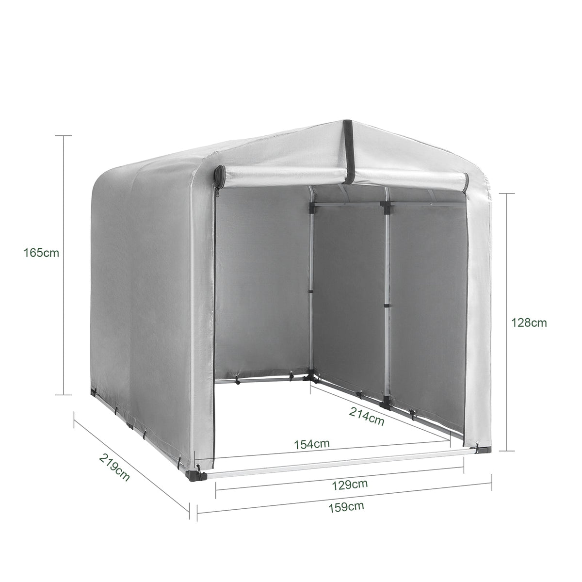 Abri de jardin Sobuy KLS11-II-L - Abri de jardin étanche pour vélos et outils - 159 x 165 x 219 cm - Argent