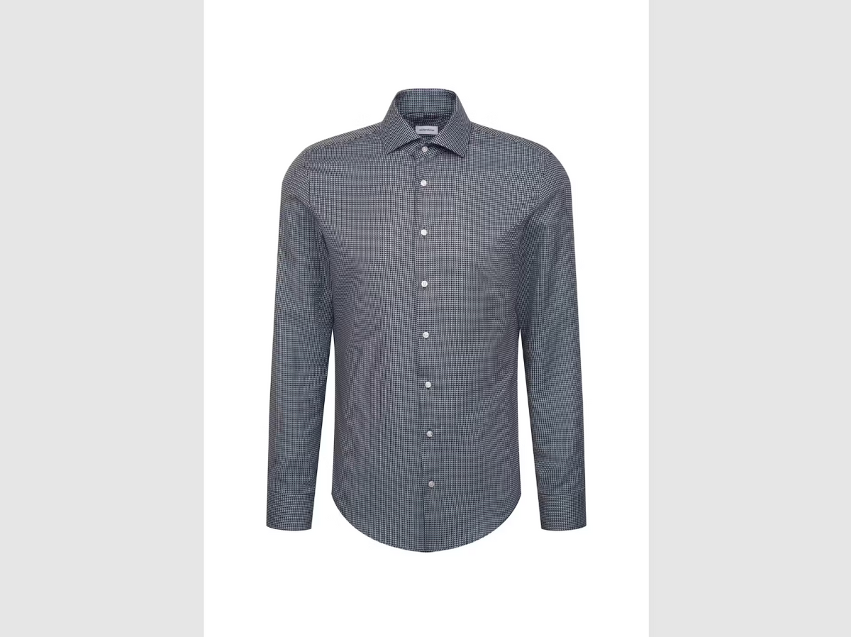 Seidensticker - Spread Kent Business Shirt - Slim Fit & Non-Iron - Navy - Size 39