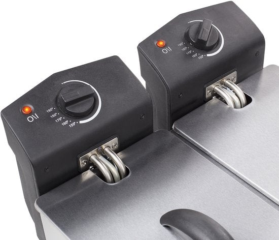 Friteuse Tristar 6 litres - FR-6937 - Friteuse double 2 x 1 800 W - Cuves à commande indépendante, zone froide - Acier inoxydable