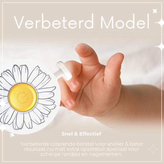 NilaFee® - Lime à ongles électrique pour bébés - Pile incluse - 7 limes - Kit de manucure - Kit de soins - Ciseaux à ongles - Marguerite