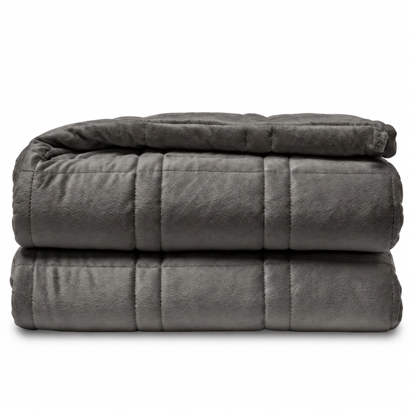 EL Life Couverture lestée 7 kg - Velours et polaire Sherpa Couverture lestée OEKO-TEX - Couverture lestée 135 x 200 cm - Couverture lestée - Gris