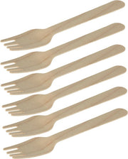 Couverts jetables pour barbecue/anniversaire/camping - fourchettes - 40 pièces - en bois - 16 cm - écologiques/compostables