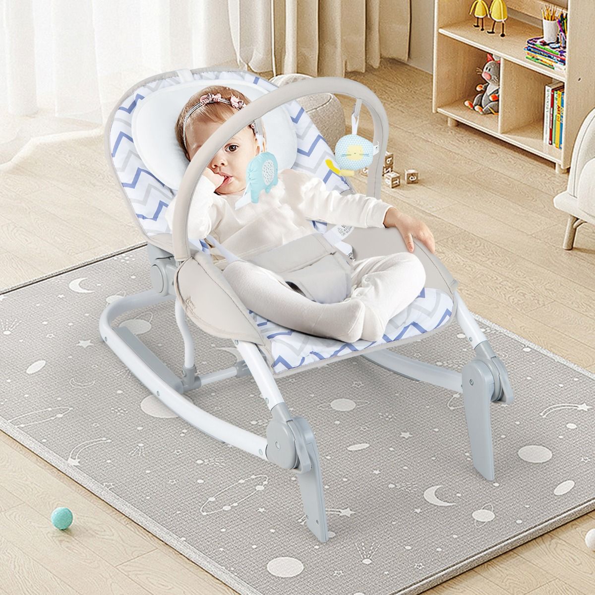 Chaise haute 2-en-1 Coast - dossier réglable sur 3 positions - assise en tissu amovible - gris/rose