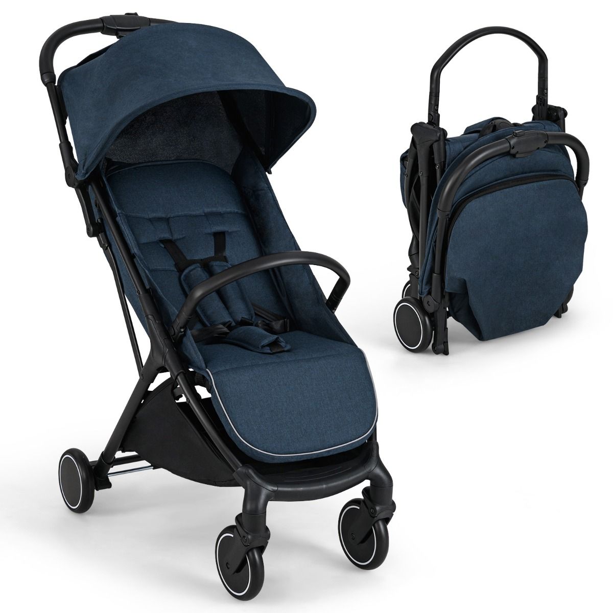 Poussette Coast - légère et compacte - pliable d'une seule main - bleu foncé