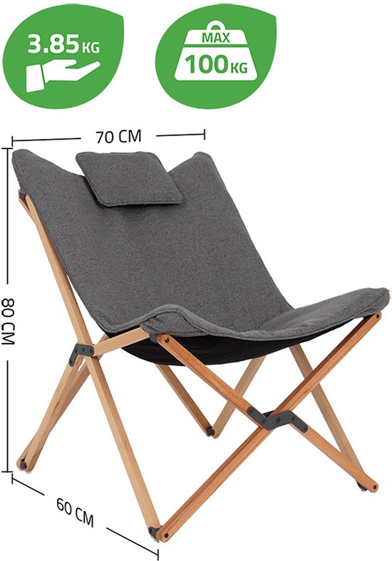 Bo-Camp - Urban Outdoor - Fauteuil de détente - Wembley - M - Nika - Gris
