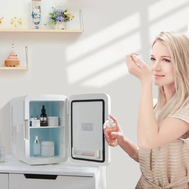Coast Mini Fridge - Réfrigérateur portable avec miroir LED - 10L - 23 x 28 x 34 cm - Blanc