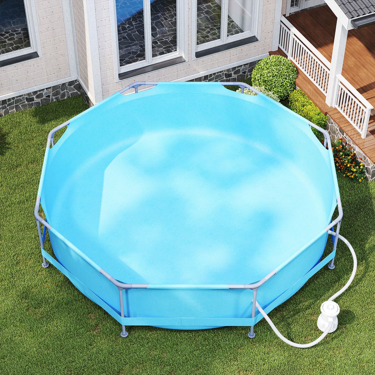 Piscine hors sol Coast - structure ronde - avec pompe de filtration - 3 m x 76 cm - bleue