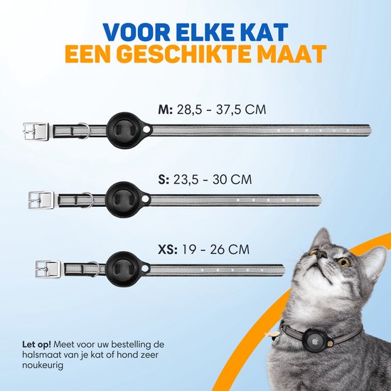Vulpes Goods® Pets - Collier pour chat adapté à Apple AirTag - Apple Airtag Cat Collar Pro - Sûr, léger, réfléchissant et confortable - Anti-rayures et résistant à l'eau - 3 accessoires inclus - 23.5-30.5 CM - S