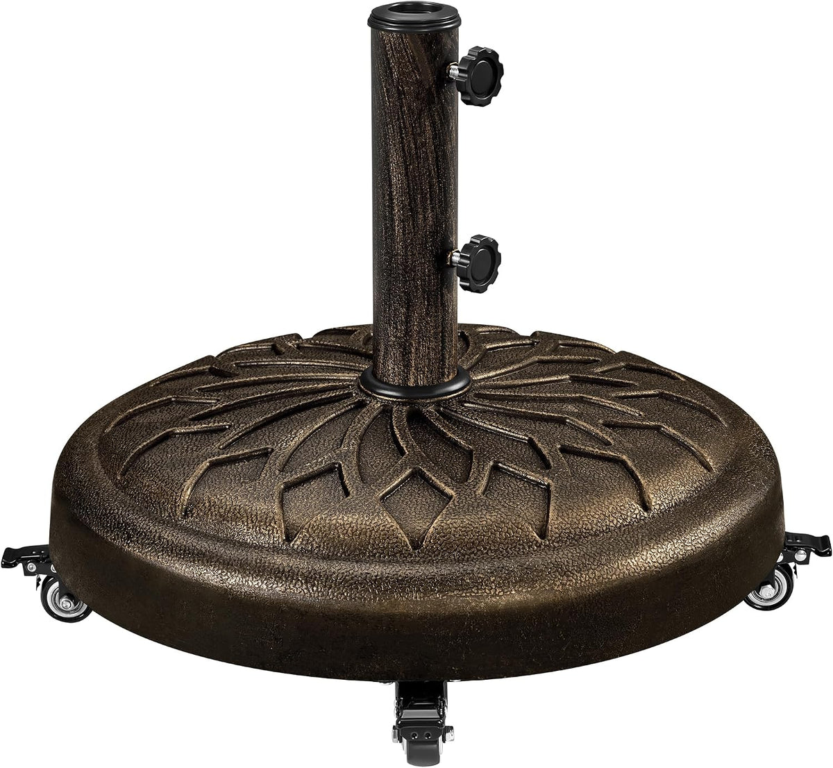 Pied de parasol Yaheetech à roulettes 50,5 x 42 cm - Bronze - Compatible avec les mâts de parasol de ø34/38/48 mm