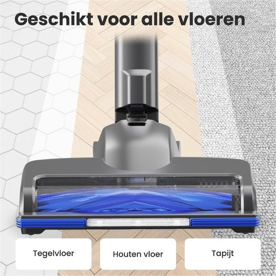 Aspirateur Balai - Auronic - Sans fil - Sans sac -Double batterie - Filtre HEPA lavable - 220 W  - Gris/Bleu