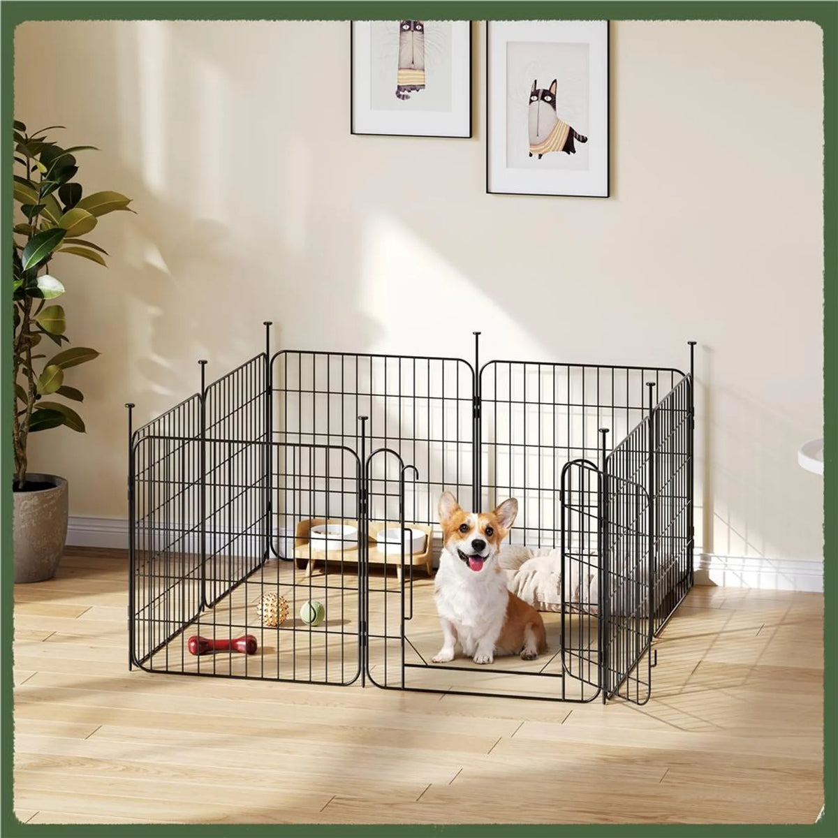 Yaheetech : enclos pour chien sûr et modulable, composé de 8 éléments, 60 cm – Noir mat – Métal