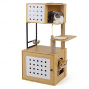 Arbre à chat Coast avec bac à litière intégré - arbre à chat à plusieurs étages - couleur naturelle - 117,5 cm
