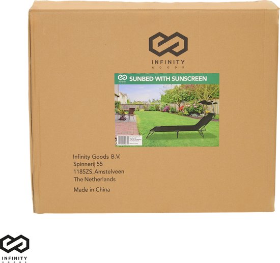 Chaise longue - Infinity Goods - pliable - réglable - jardin - résistant aux intempéries - noir