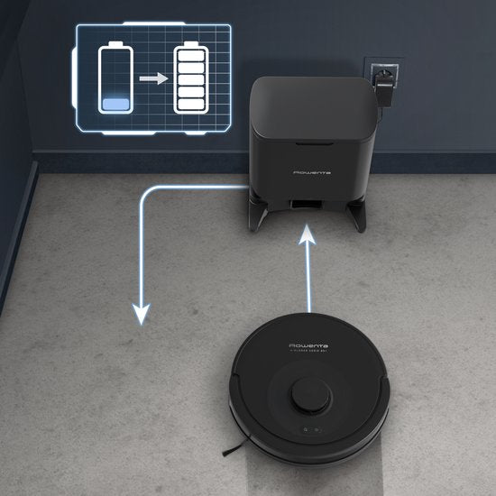 Rowenta X-Plorer Série 85+ RR87D5 - Robot aspirateur - Avec fonction de lavage - Accessoires supplémentaires inclus - Adapté à tous les types de sols - Station de vidage automatique