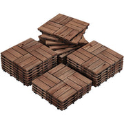 Yaheetech Lot de 27 dalles de terrasse en bois 30 x 30 cm – Brun chaleureux – Bois de sapin et polypropylène