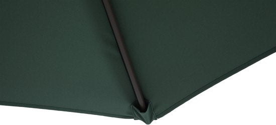 Parasol suspendu AXI Dion Ø 300 cm, aspect chêne/vert – Armature thermolaquée avec pied en croix