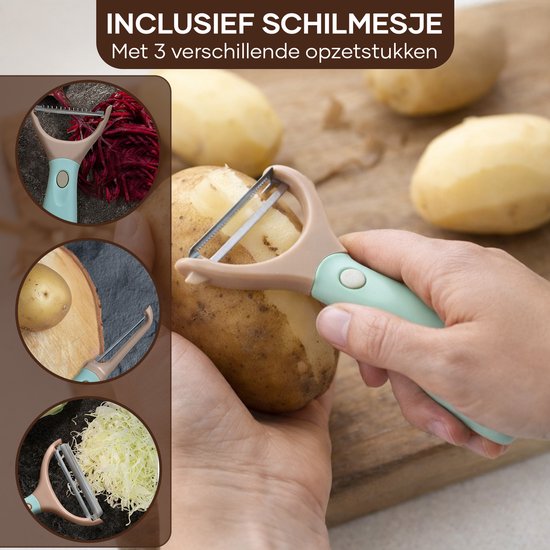 Presse-pommes de terre Qualisce - Presse-purée - Pilon à purée - Presse-pommes de terre à 3 disques - Écrase-purée - Avec éplucheur multifonction