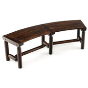 Banc de jardin Coast sans dossier - design incurvé - 2-3 places - marron rustique 139 x 36 x 41 cm