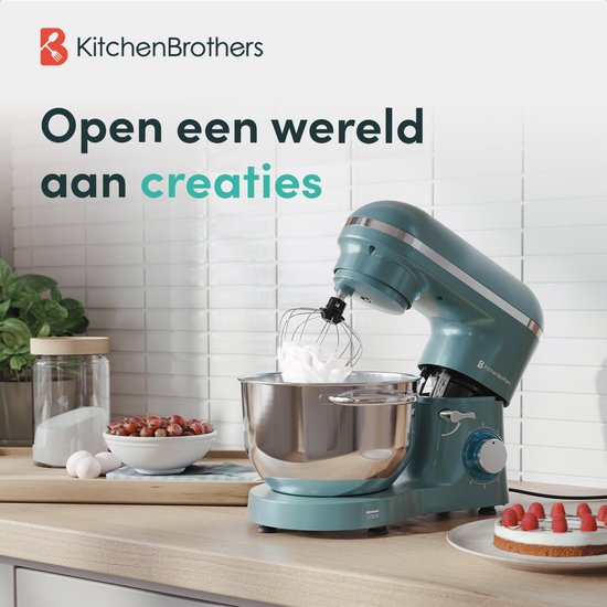 KitchenBrothers Robot de cuisine - Robot de cuisine - 6.2L - Mixeur avec bol de mixage - Mixeur de cuisine - 2000W - Vert Pastel
