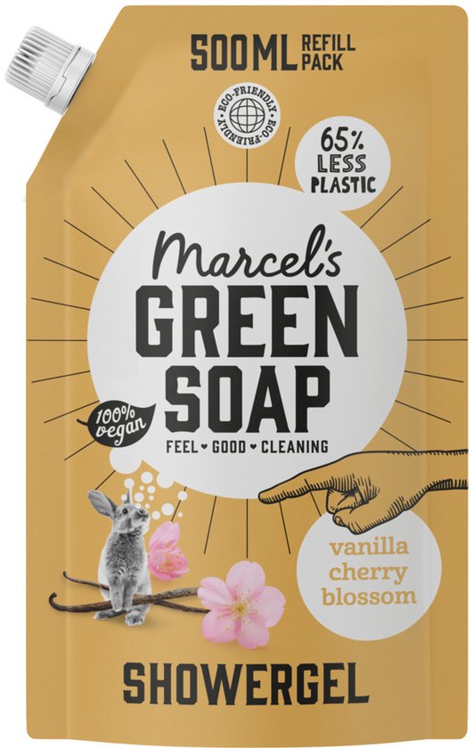 Recharge de gel douche Marcel's Green Soap - Vanille et fleur de cerisier - 500 ml