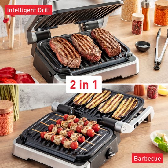 Tefal OptiGrill 2-en-1 GC772D - Gril de table - Gril et barbecue intelligents