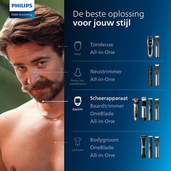 Philips Shaver 3000X X3003/00 – Rasage à sec et sous l'eau - Rasoir pour homme - Avec tondeuse – Bleu