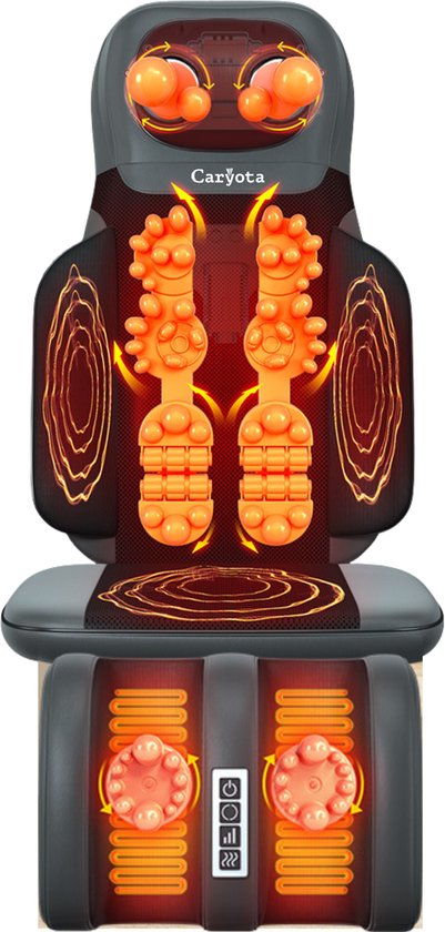 Fauteuil de massage Caryota Shiatsu - Appareil de massage - Coussin de massage à chaleur infrarouge - 2 pièces - Jambes
