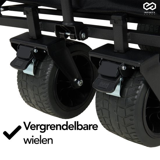 Infinity Goods Bolder Cart XL - pliable - capacité de charge de 180KG - roues pivotantes - 95 x 57 x 96 CM - réglable - noir
