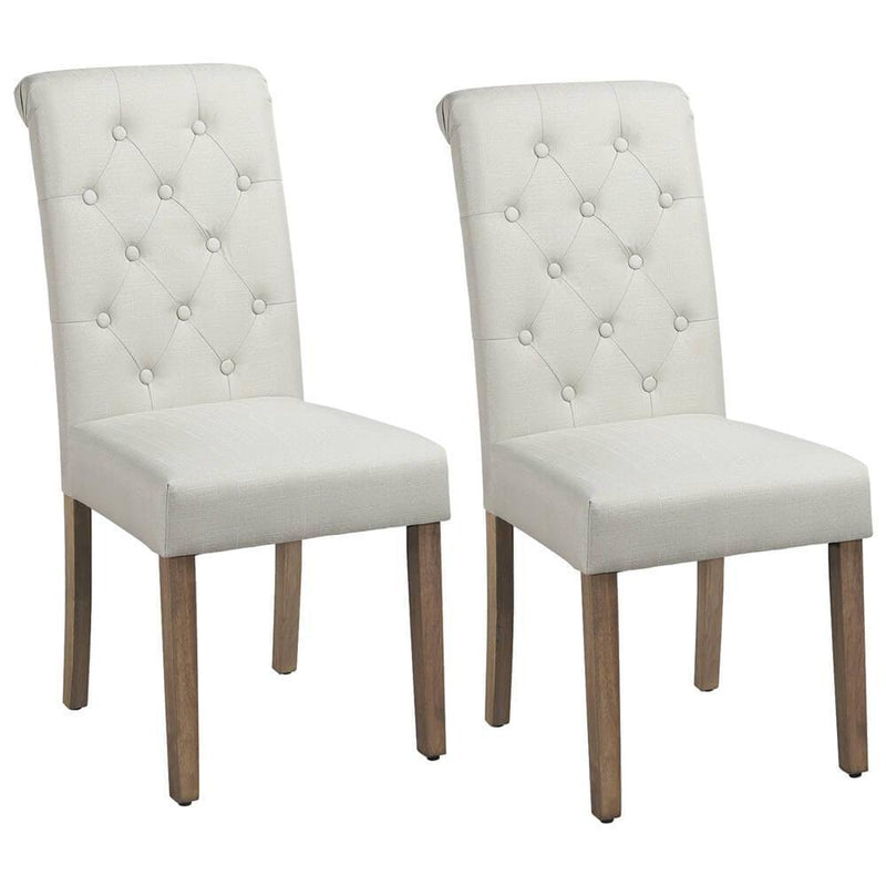 Chaises de salle à manger à dossier haut Yaheetech - Lot de 2 - Beige - 45,5 × 62 × 98,5 cm