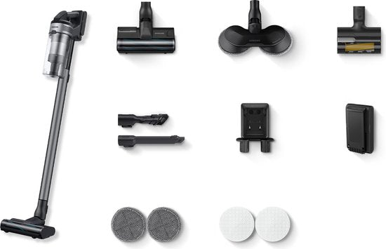 Aspirateur Samsung Jet 75E Pro Steel VS20B75ADR5 - 200 watts - Sans sac - Accessoire pour animaux - Brosse rotative
