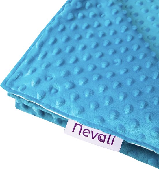 Housse de couette lestée Nevali pour enfant - Housse de couette pour enfants 100 x 150 cm - 4 saisons - Bleu Minky à pois - Couette en polaire pour enfants et bébés
