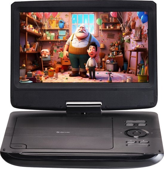 Lecteur DVD Portable MT1097 Denver, 10 inch, Incl. Support d'appui-tête, USB, Écran rotatif, Noir