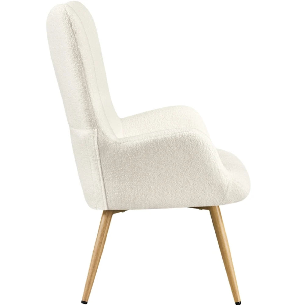 Yaheetech Fauteuil Bouclé / Fauteuil 67,5 x 70 x 97,5 cm – Ivoire chaleureux – Polyester bouclé et métal
