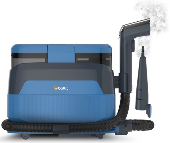 Nettoyeur de tapis BOLLIT 5-en-1 PRO 1650 W - Nettoyeur à vapeur et détachant - Vapeur à 100 °C - Nettoyeur de canapés - Nettoyeur de meubles - Nettoyeur à vapeur portable - Nettoyeur de matelas - Nettoyeur de fauteuils - Nettoyeur pour voiture, canapé, s