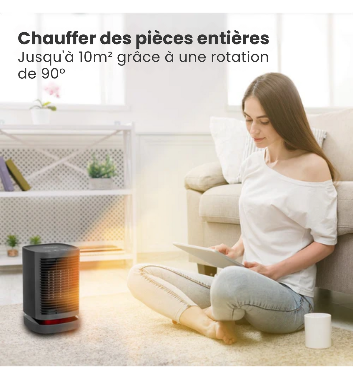 Chauffage à ventilation - Auronic - 3 niveaux - 950W - Indication LED - Rotatif - Noir