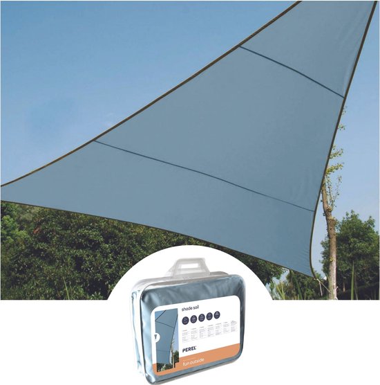 Toile d'ombrage Perel, hydrofuge, 3,6 x 3,6 x 3,6 m, 160 g/m², polyester, forme triangulaire, gris clair