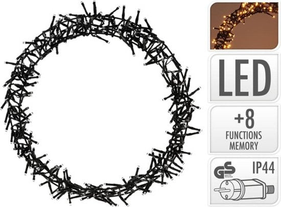 H&S - Couronne de Noël - Anneau - ˜38cm - 300led - Extra Warm White - 8 réglages