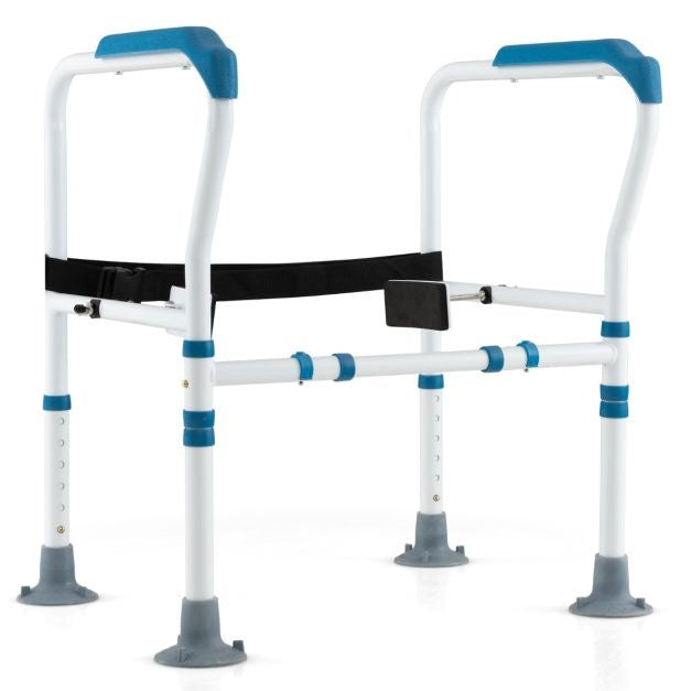 Coast Support de toilette - Réglable dans 6 directions, Antidérapant, Seniors - L 62-68 x H 65,5-78 cm - Acier au carbone/HDPE - Bleu/Blanc