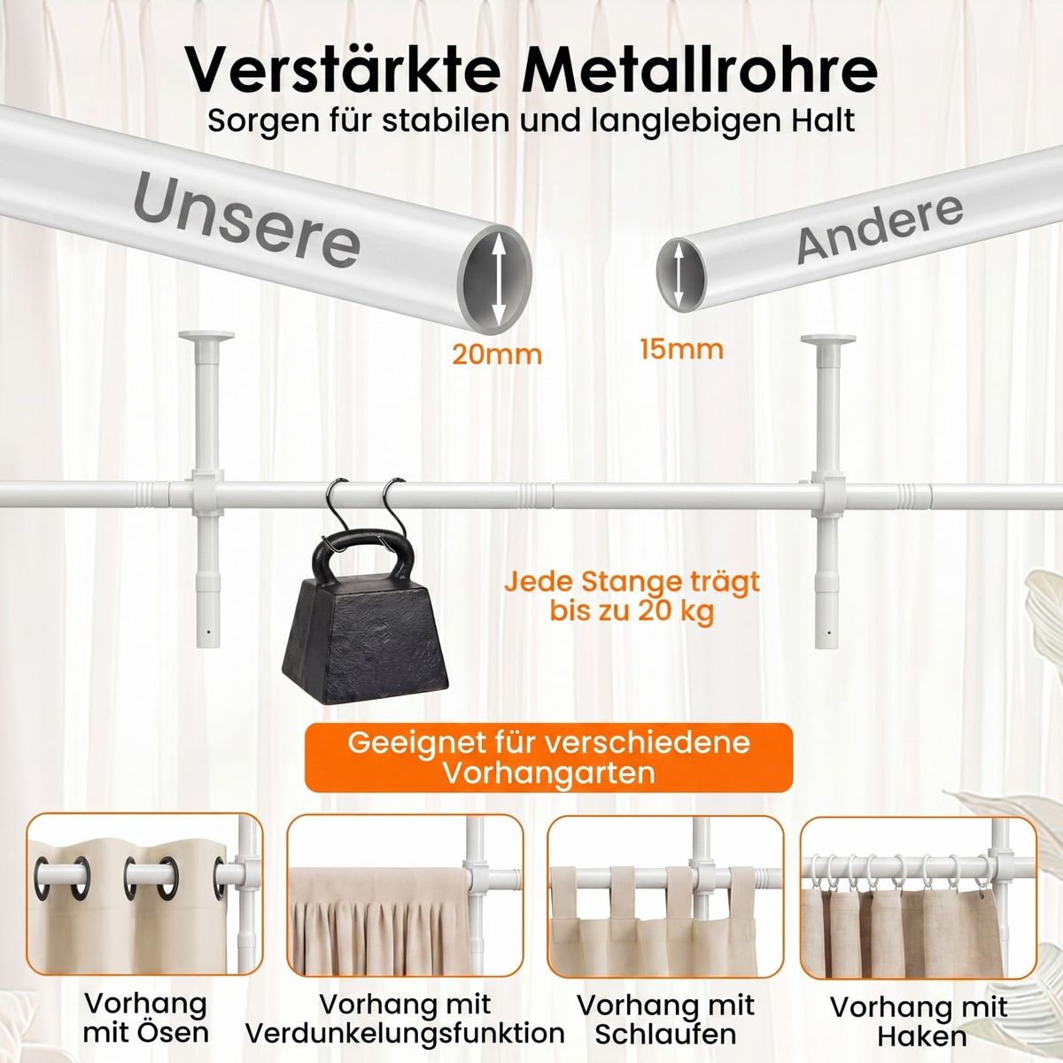 Système de rideaux Coast pour séparer une pièce - sans perçage - réglable en hauteur et en largeur - blanc