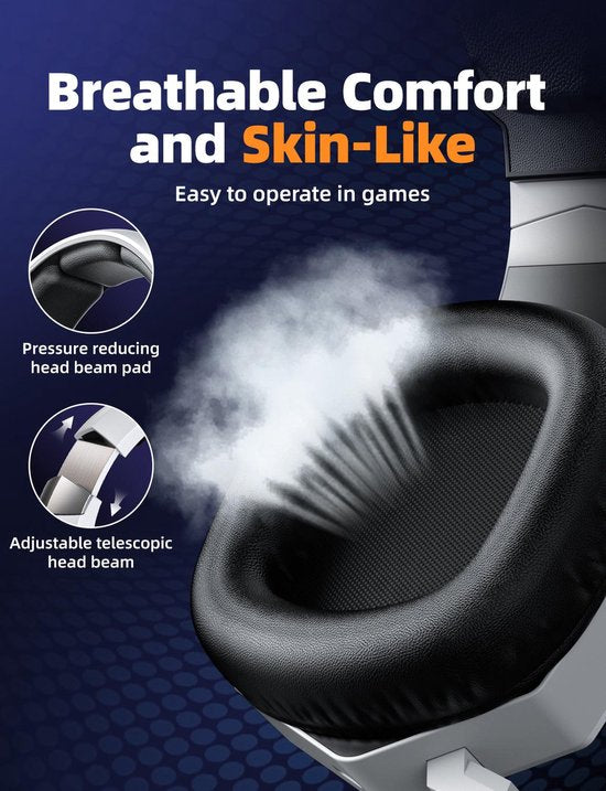 Casque Onikuma GT806 filaire et sans fil, arceau, gaming, Bluetooth, blanc