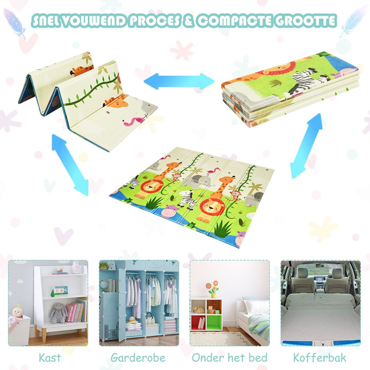 Tapis de jeu Coast pour bébés - double face - 200 x 180 x 1,4 cm