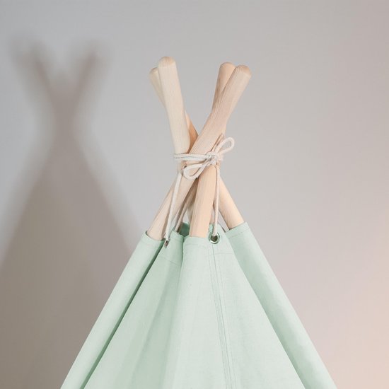Tente tipi Sunny Alba vert pastel - Tente de jeu wigwam avec fenêtres - 120 x 120 x 160 cm - avec coussin et tapis